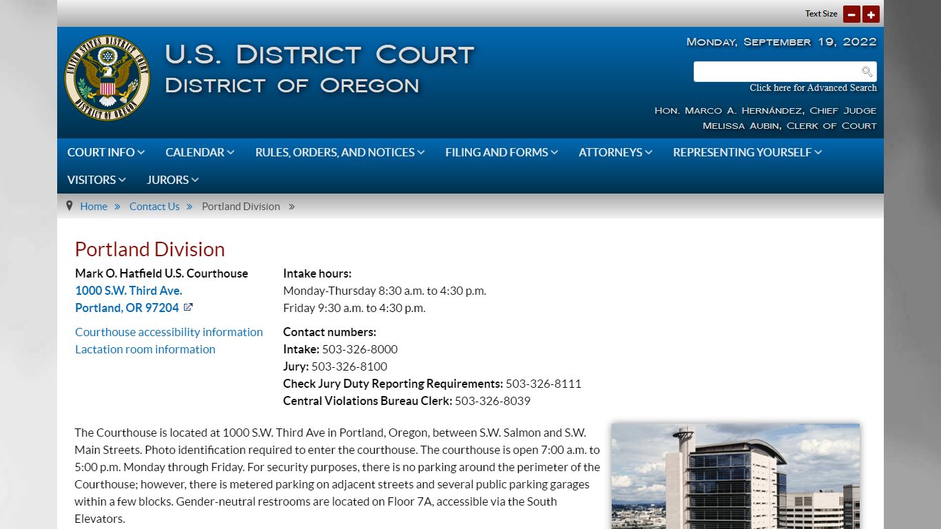 Portland Division - United States District Court for the District of Oregon